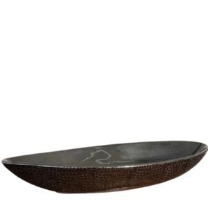 Silver Pebbled Chrome Oblong Decorative Bowl 21 inches